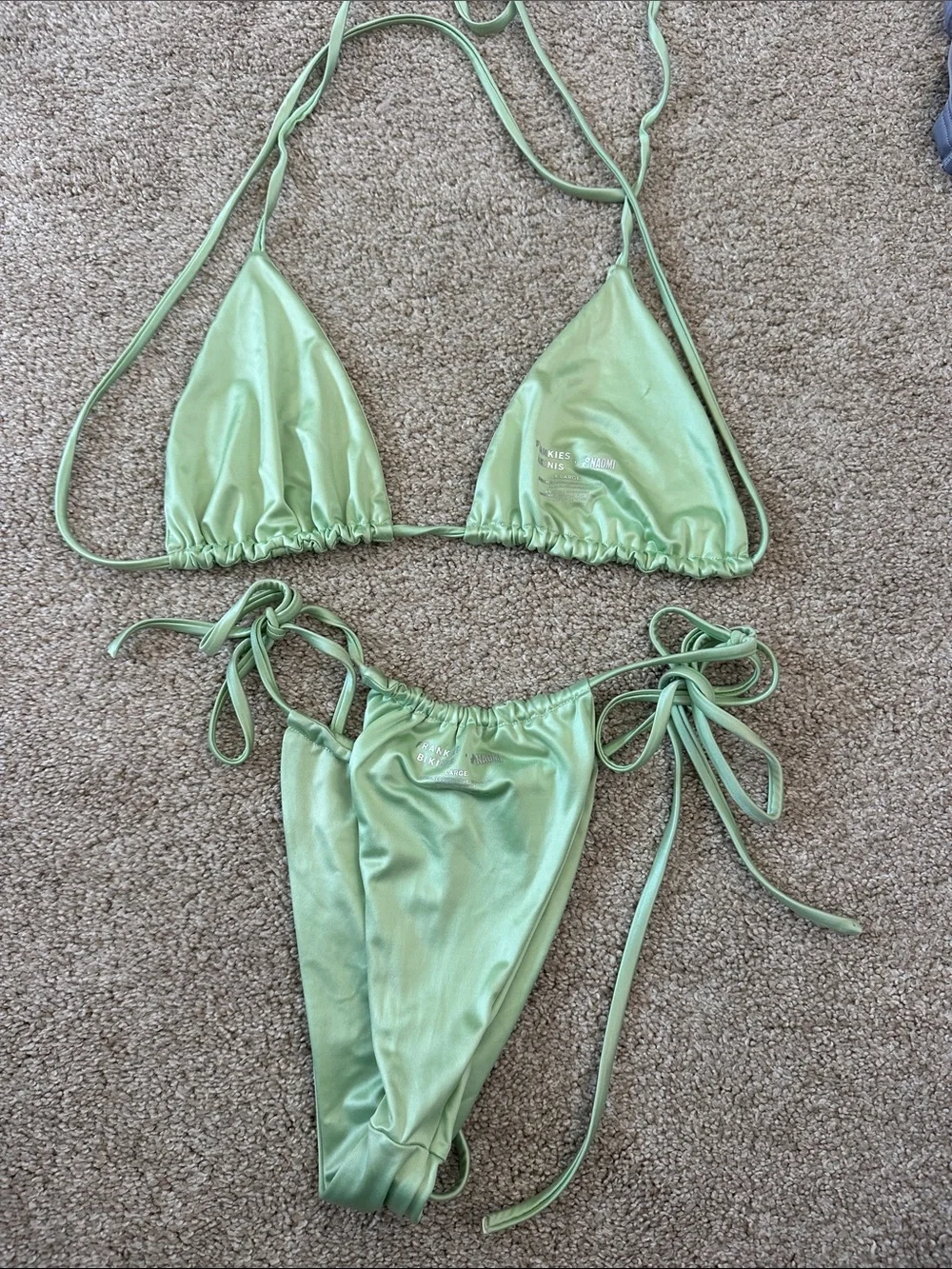 Frankie’s Bikinis set x Naomi Osaka satin green honeydew